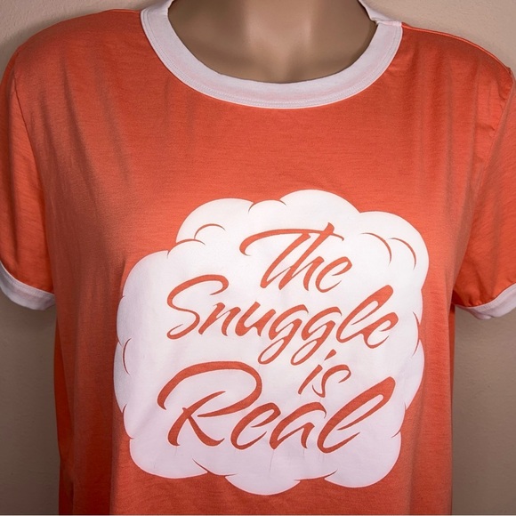 XXXL LuLaRoe Orange Tee The Snuggle Is Real Graphic Tshirt Womens Casual Comfort - Picture 8 of 13